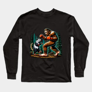 Funny Bigfoot Opossum Design, Cryptidzoology, Sasquatch Lover Long Sleeve T-Shirt